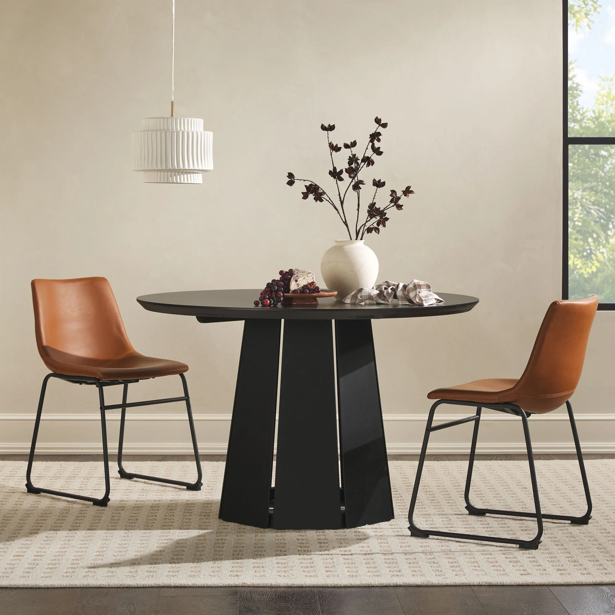 48" Round Solid Wood Pedestal Dining Table - Image 5