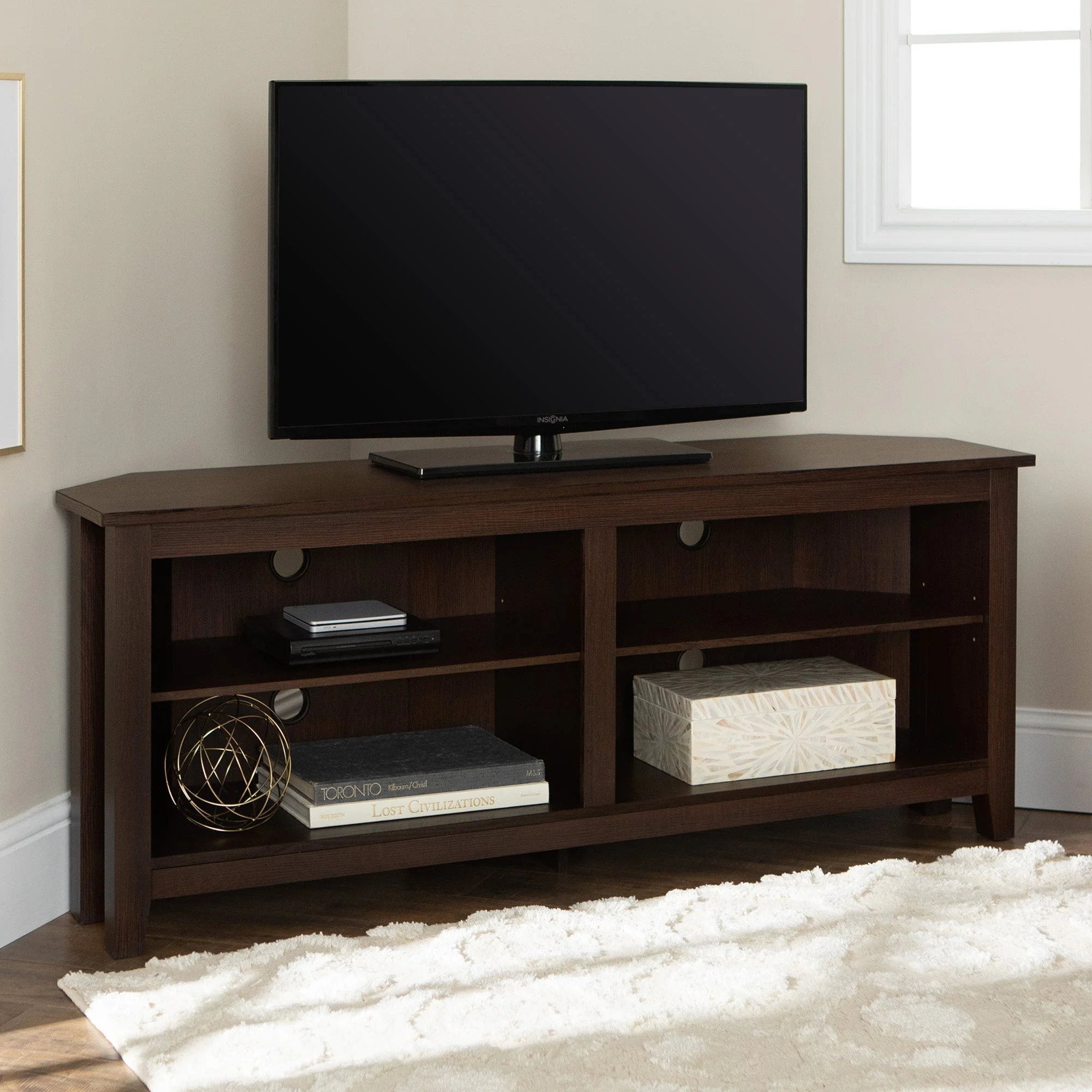 58" Transitional Wood Corner TV Stand - Image 10
