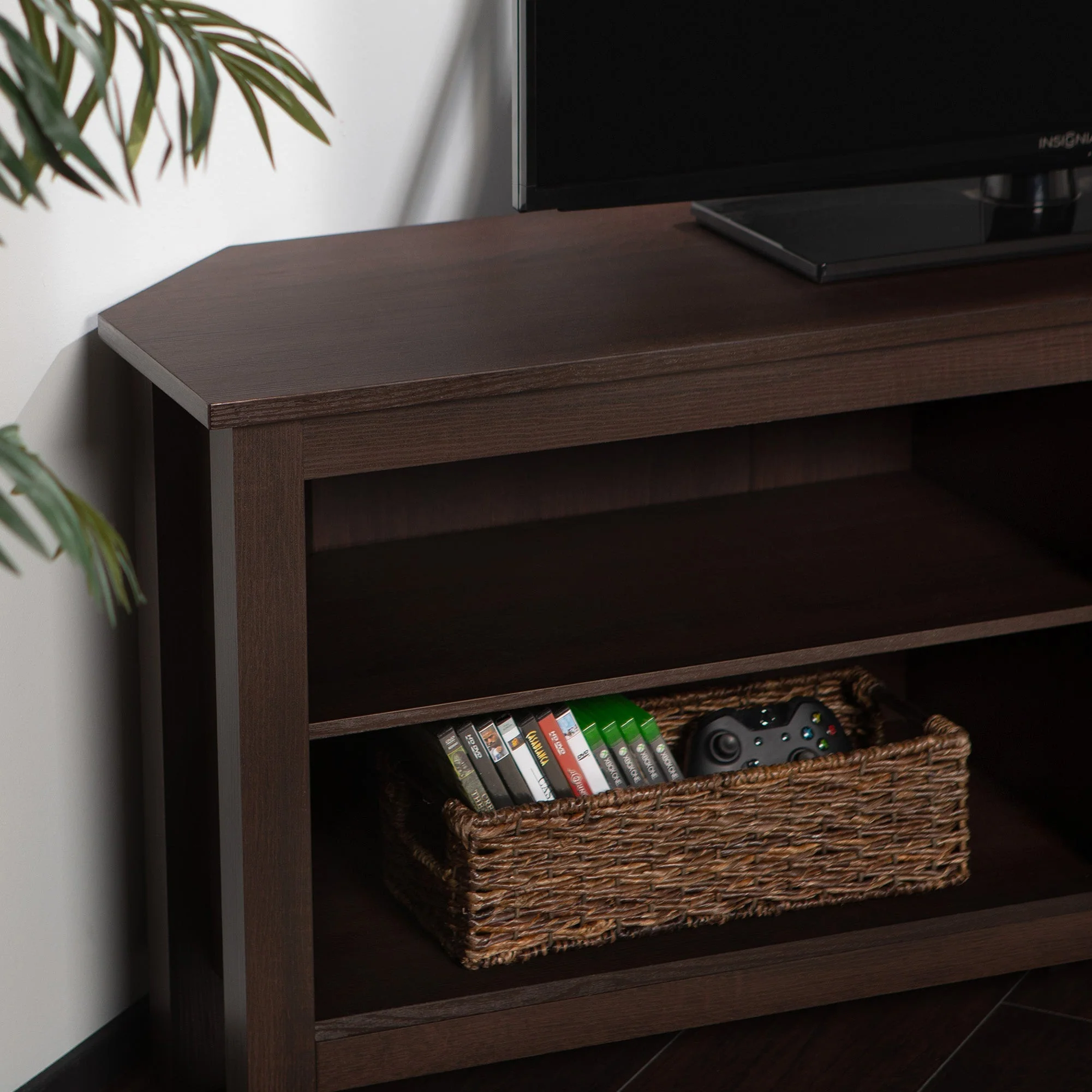 58" Transitional Wood Corner TV Stand - Image 11