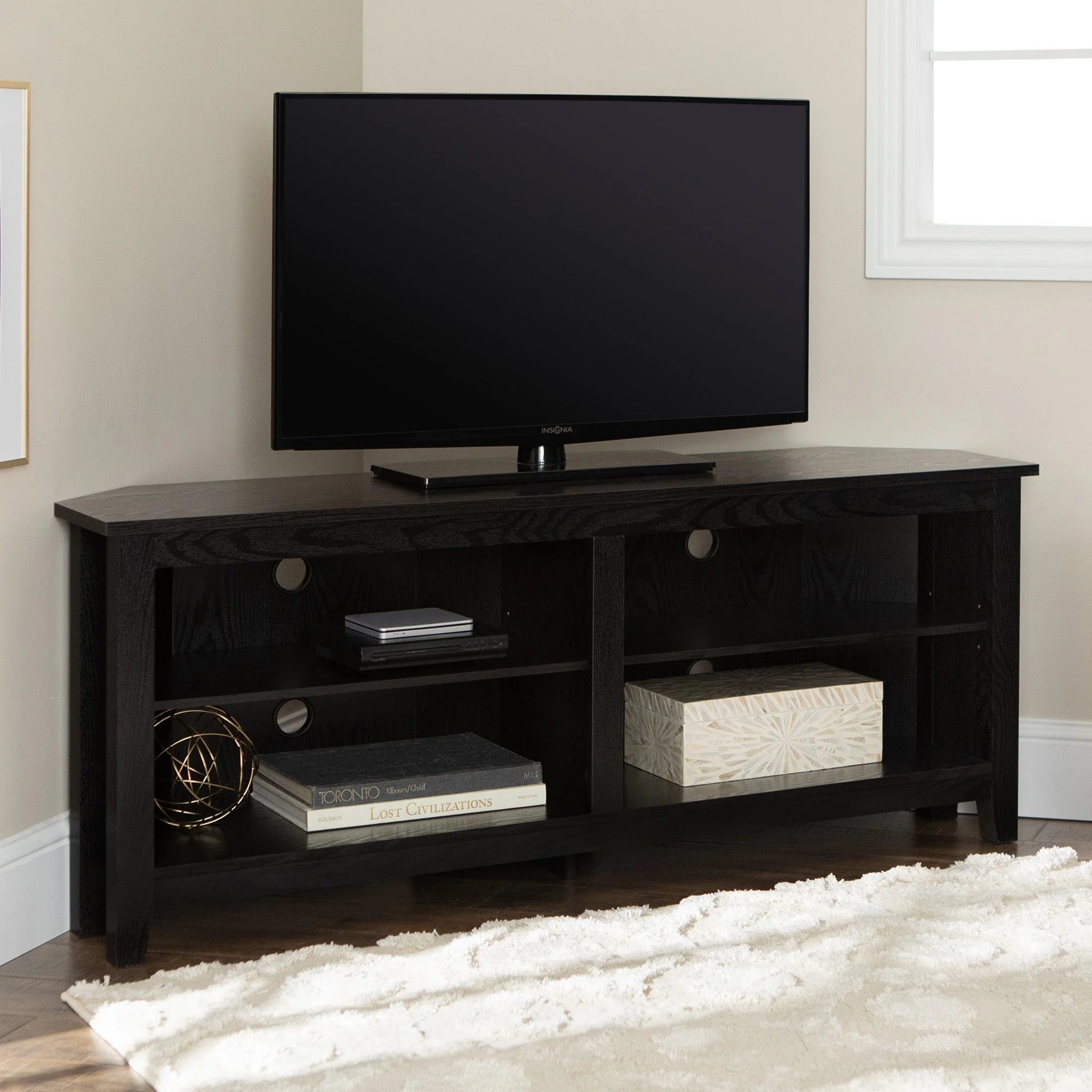 58" Transitional Wood Corner TV Stand - Image 4
