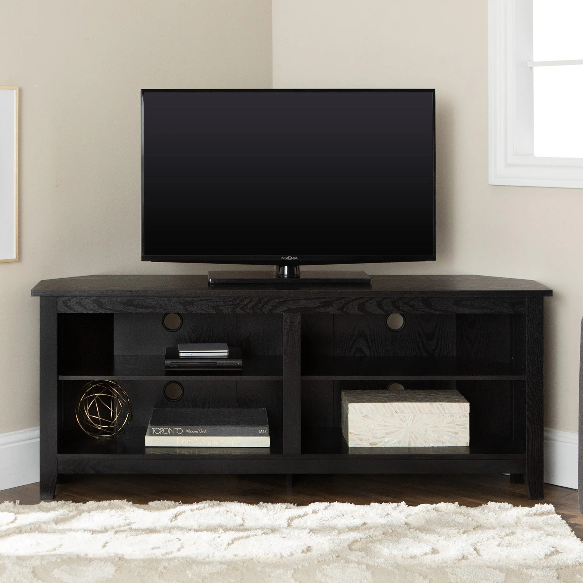58" Transitional Wood Corner TV Stand - Image 5