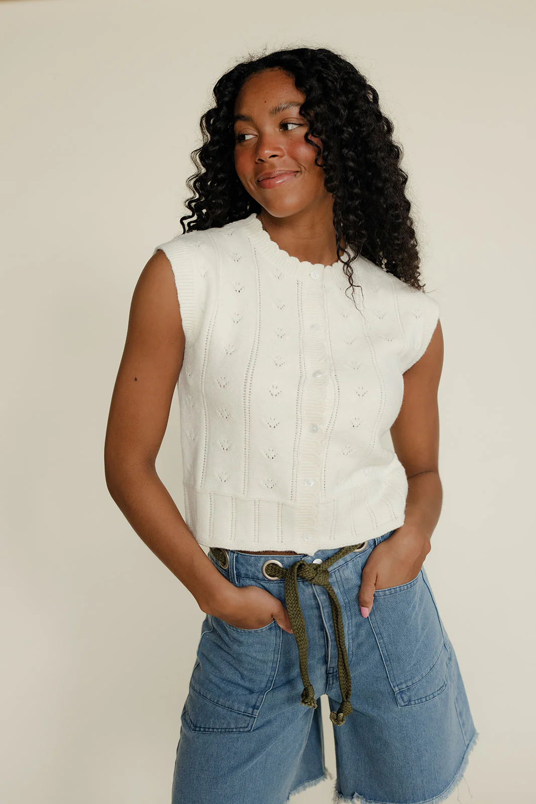 All The Fun Pointelle Vest - Image 2