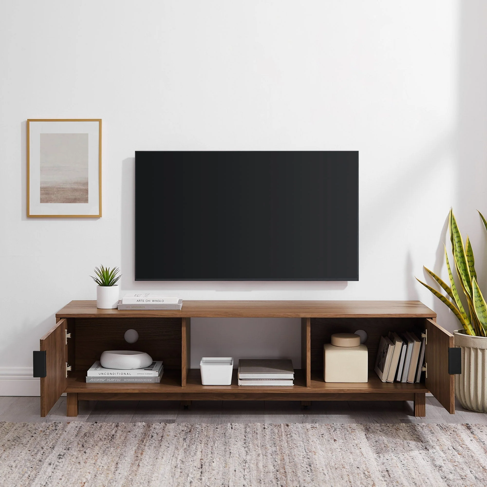 Arundo Mid-Century Modern Scandinavian 2-Door Reeded TV Stand - Image 7