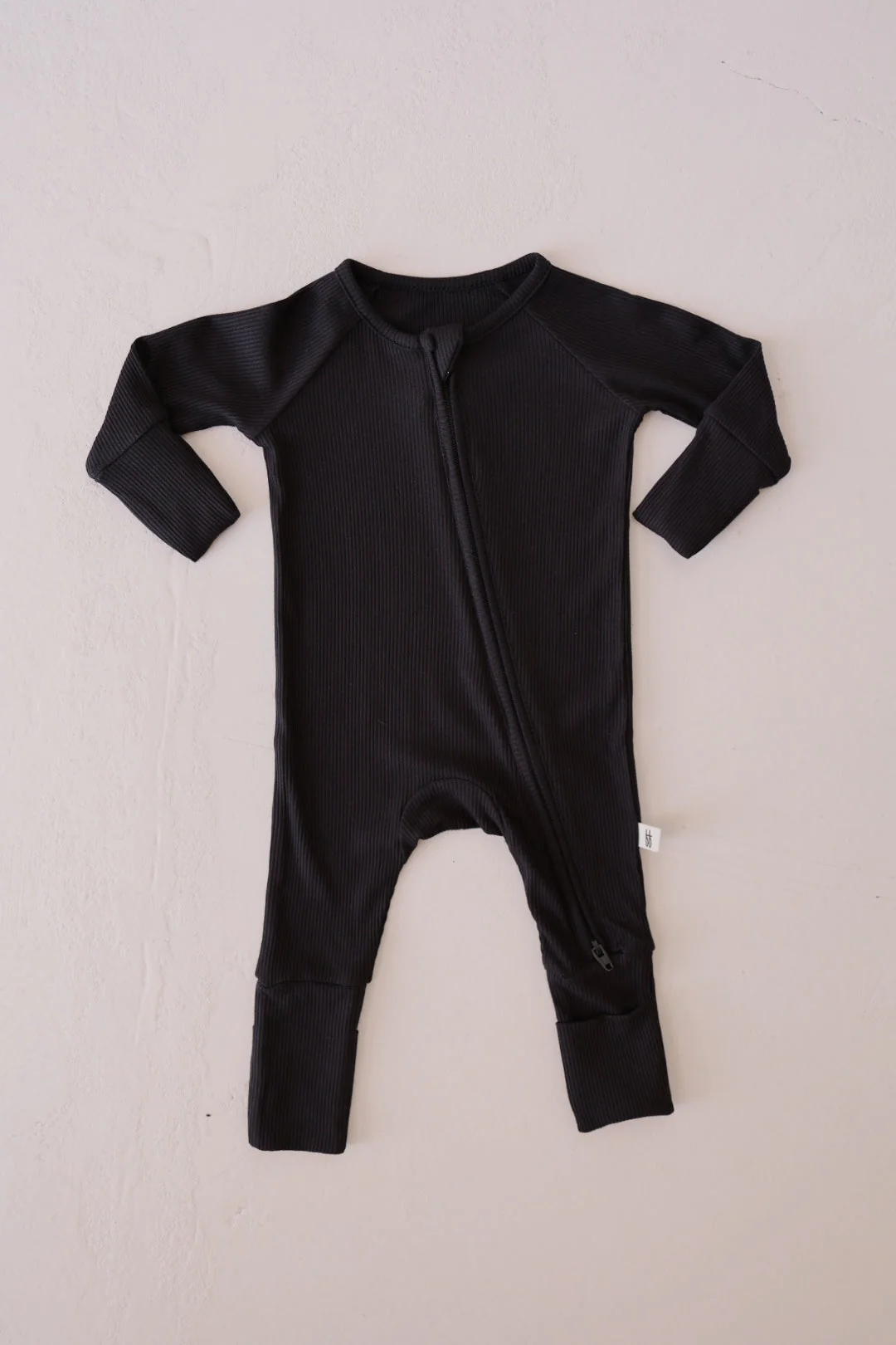 Bamboo Zip Pajamas | Black Ribbed - Image 3