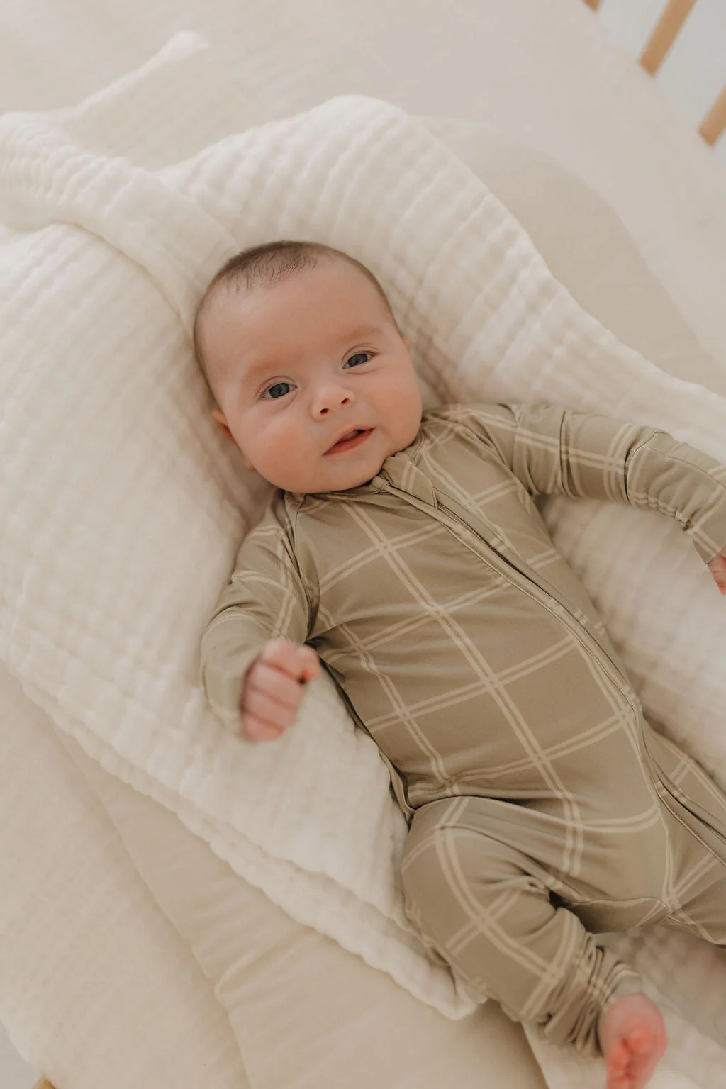 Bamboo Zip Pajamas | Linen Grid - Image 3
