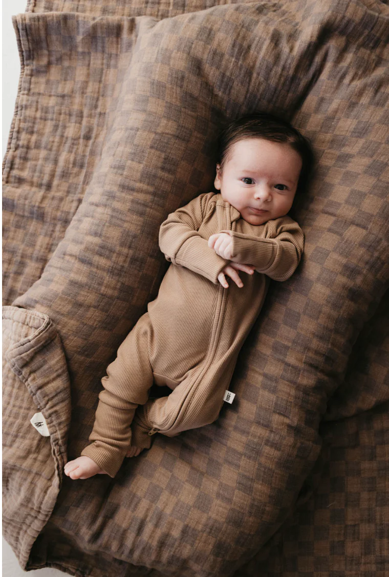 Bamboo Zip Pajamas | Ribbed Milk Chocolate - Image 8