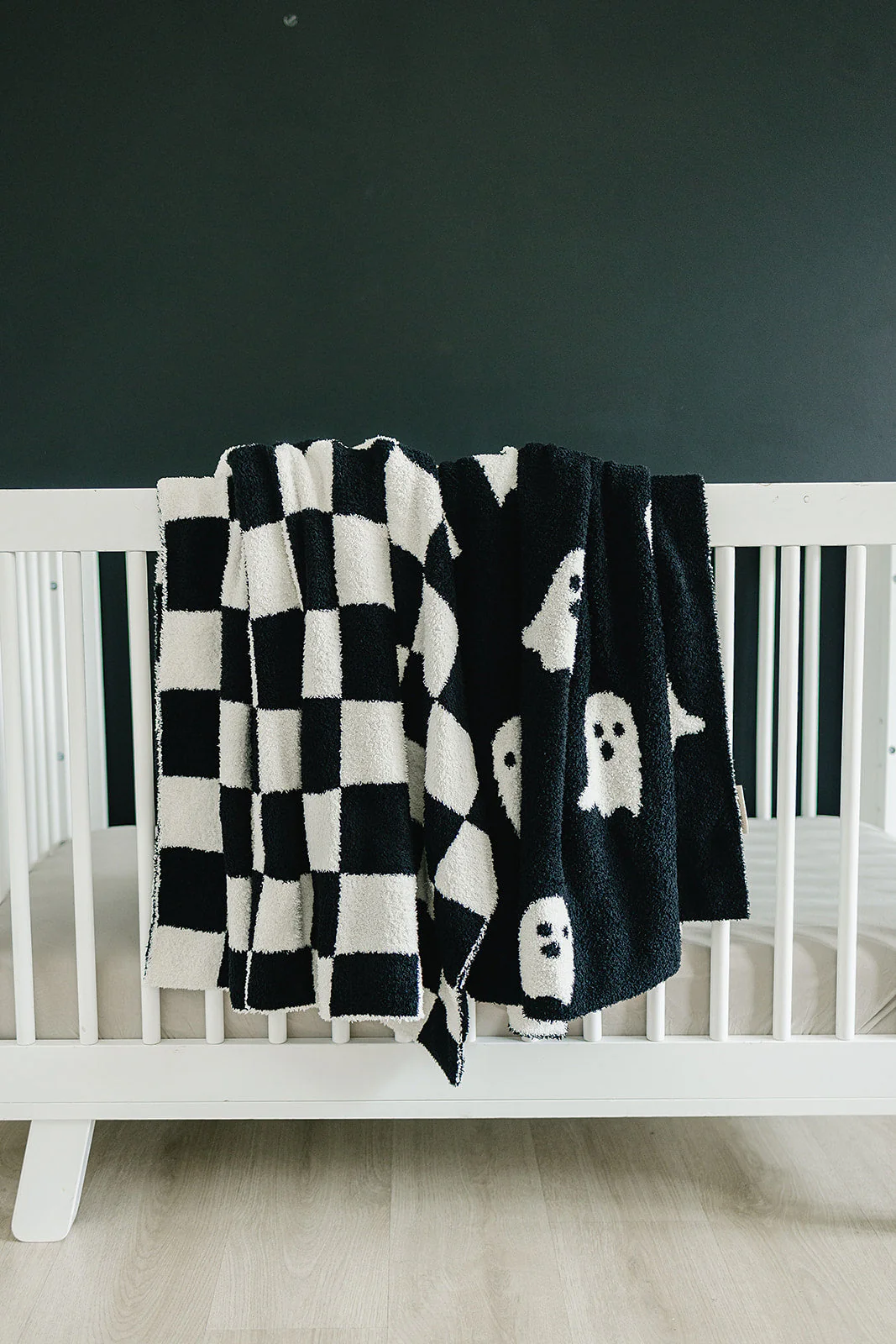 Black + White Checkered Plush Blanket - Image 6
