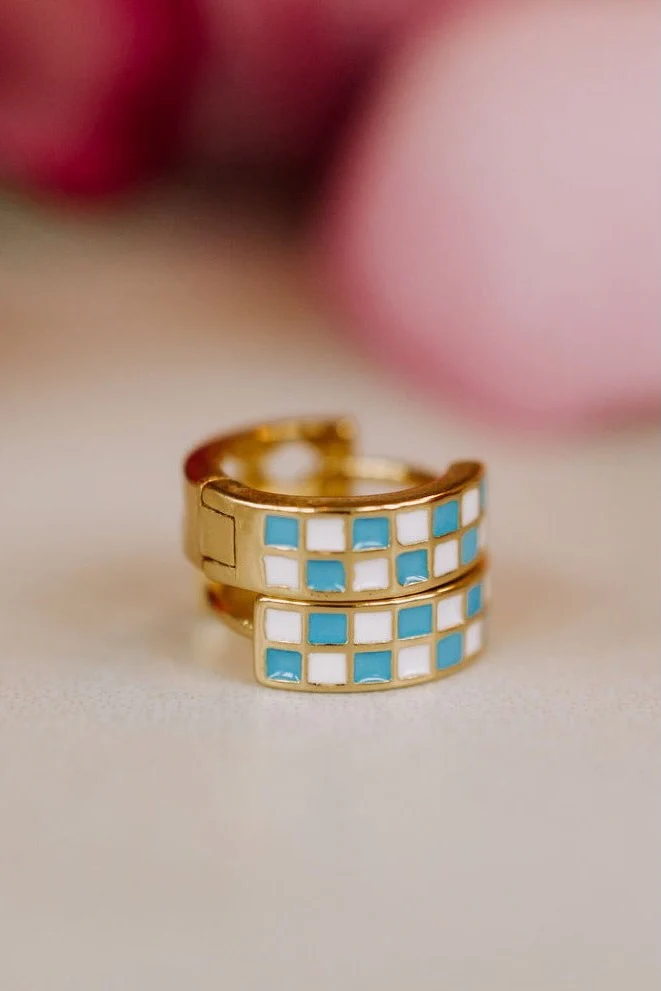Blue & White Checkered Hoops - Image 3