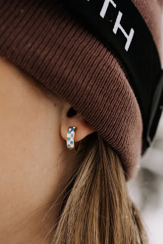 Blue & White Checkered Hoops - Image 4