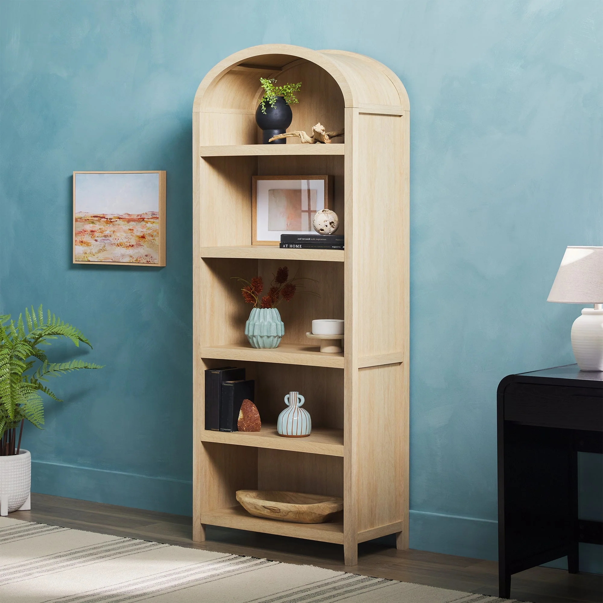 Chantelle Modern Arched Bookshelf with Open Shelves - Image 5