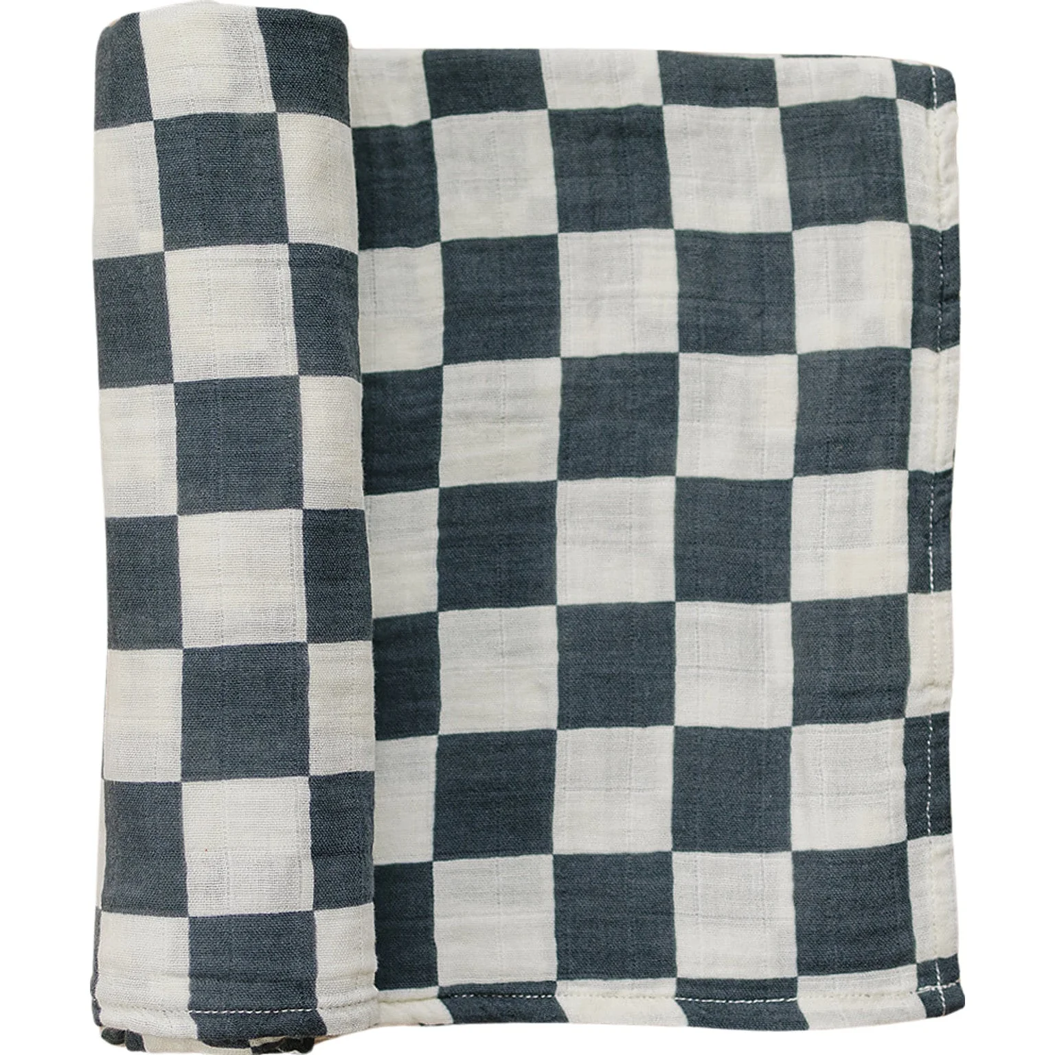 Charcoal Checkered Muslin Swaddle Blanket - Image 3