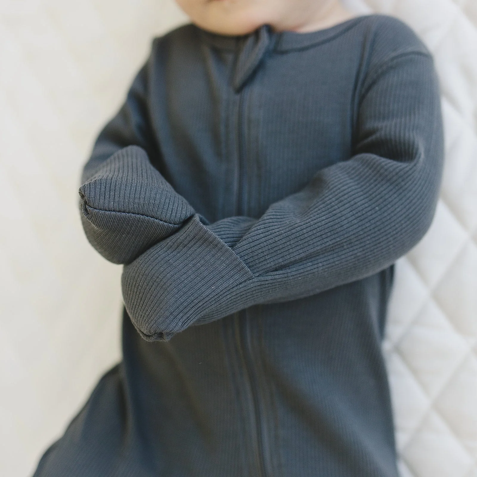 Charcoal Organic Cotton Ribbed Zipper - Image 9