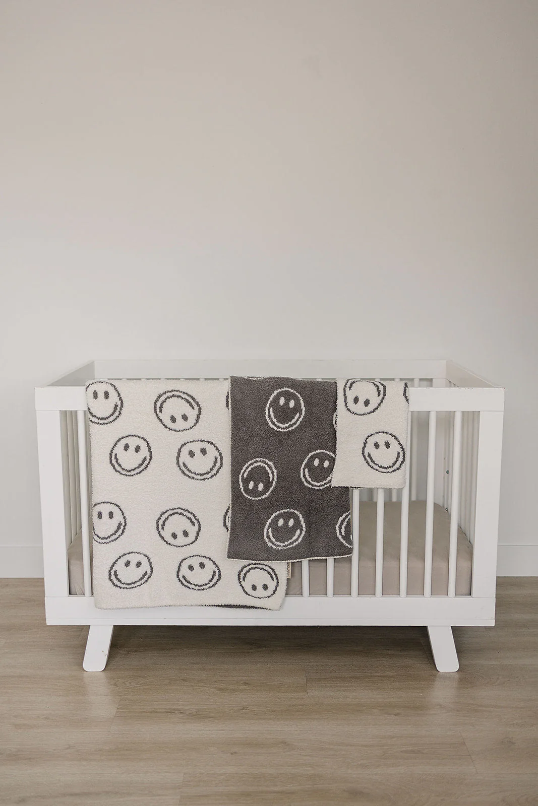 Charcoal Smiley Taupe Plush Blanket - Image 5