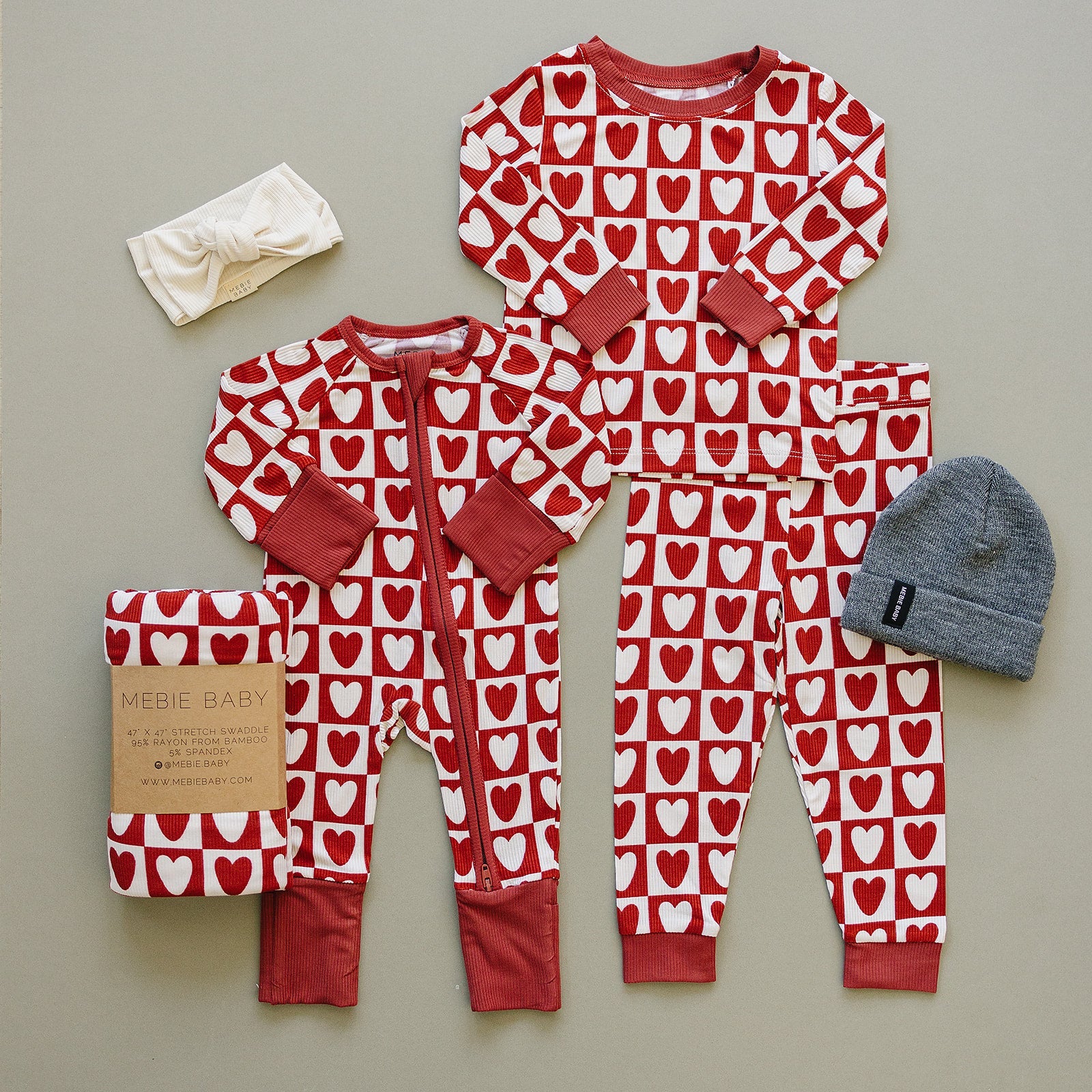 Checkered Hearts Ribbed Bamboo Cozy Set - Image 2