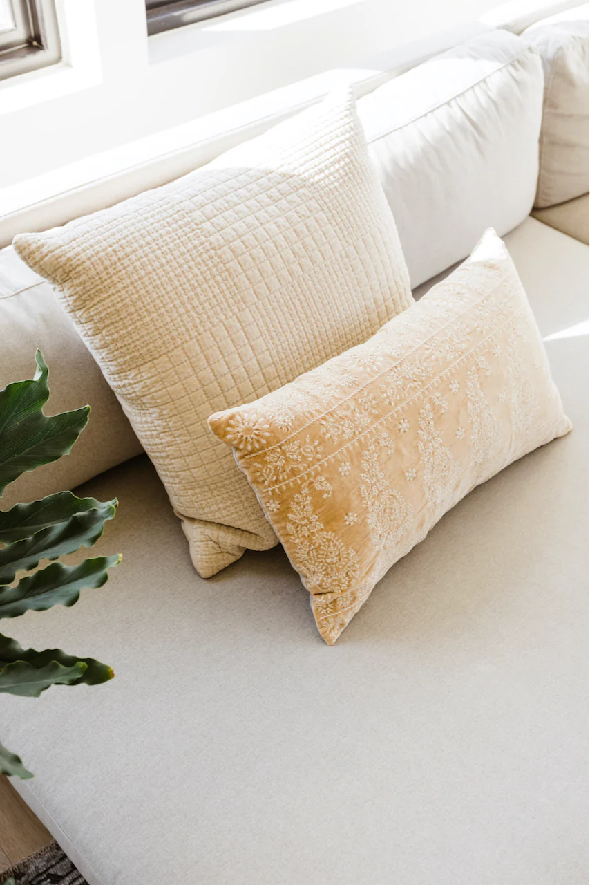 Christa Velvet Embroidered Lumbar Pillow - Image 3