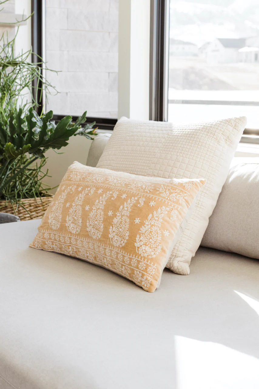 Christa Velvet Embroidered Lumbar Pillow - Image 4