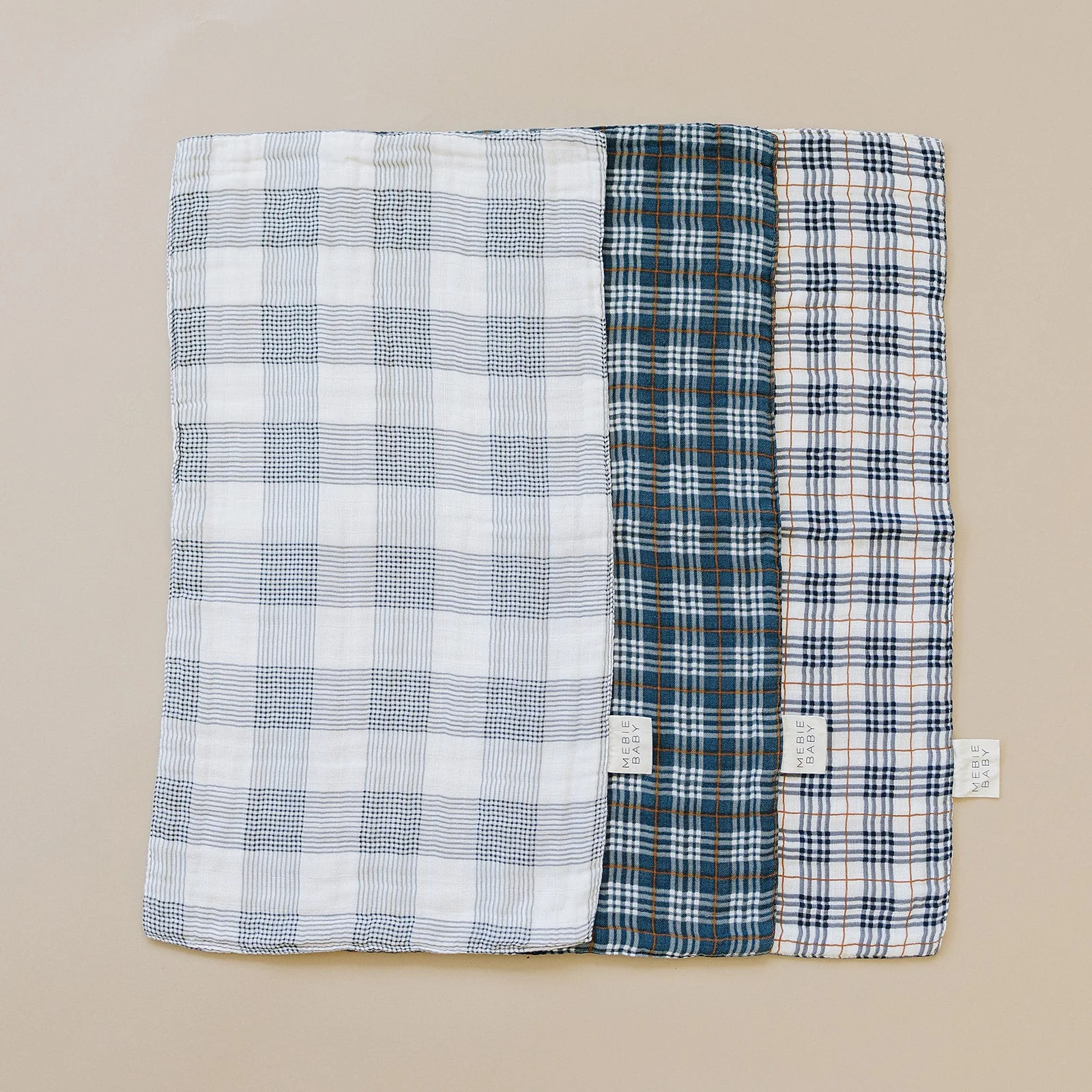 Coastal Plaid Muslin Burp Cloth - Image 3