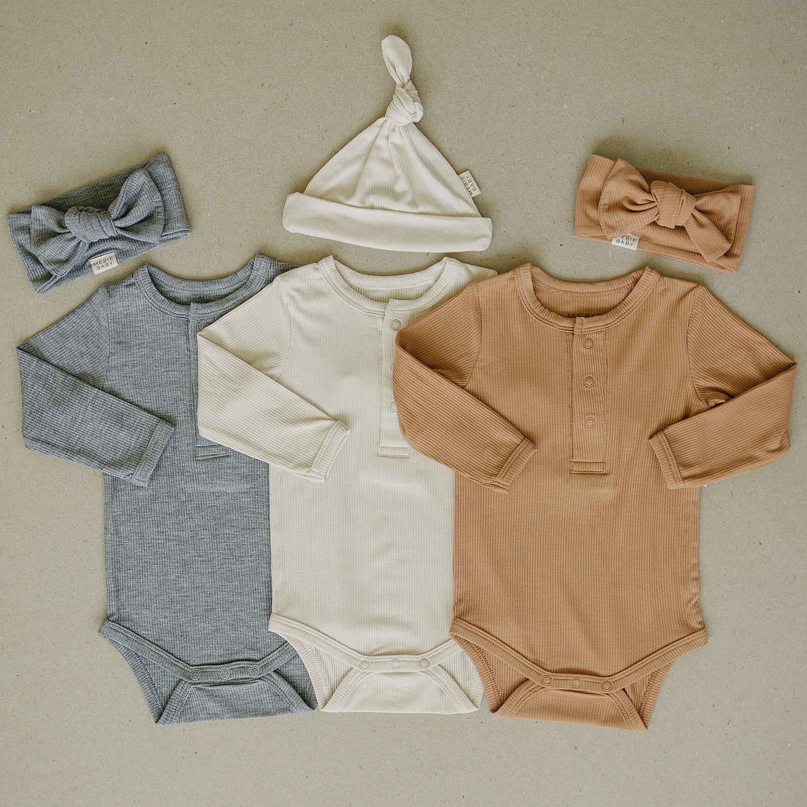 Cream Bamboo Snap Long Sleeve Ribbed Bodysuit - Image 5