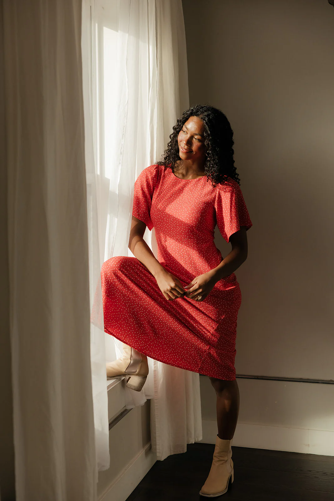 Crimson Hour Midi Dress - Image 6