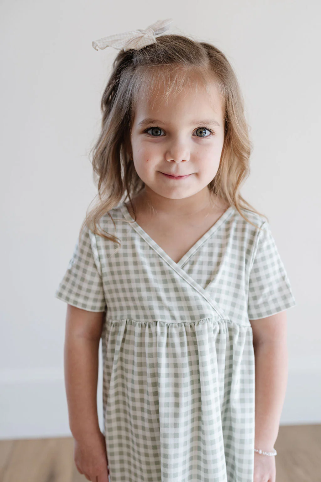 Crosstop Dress in Juniper Gingham - Image 2