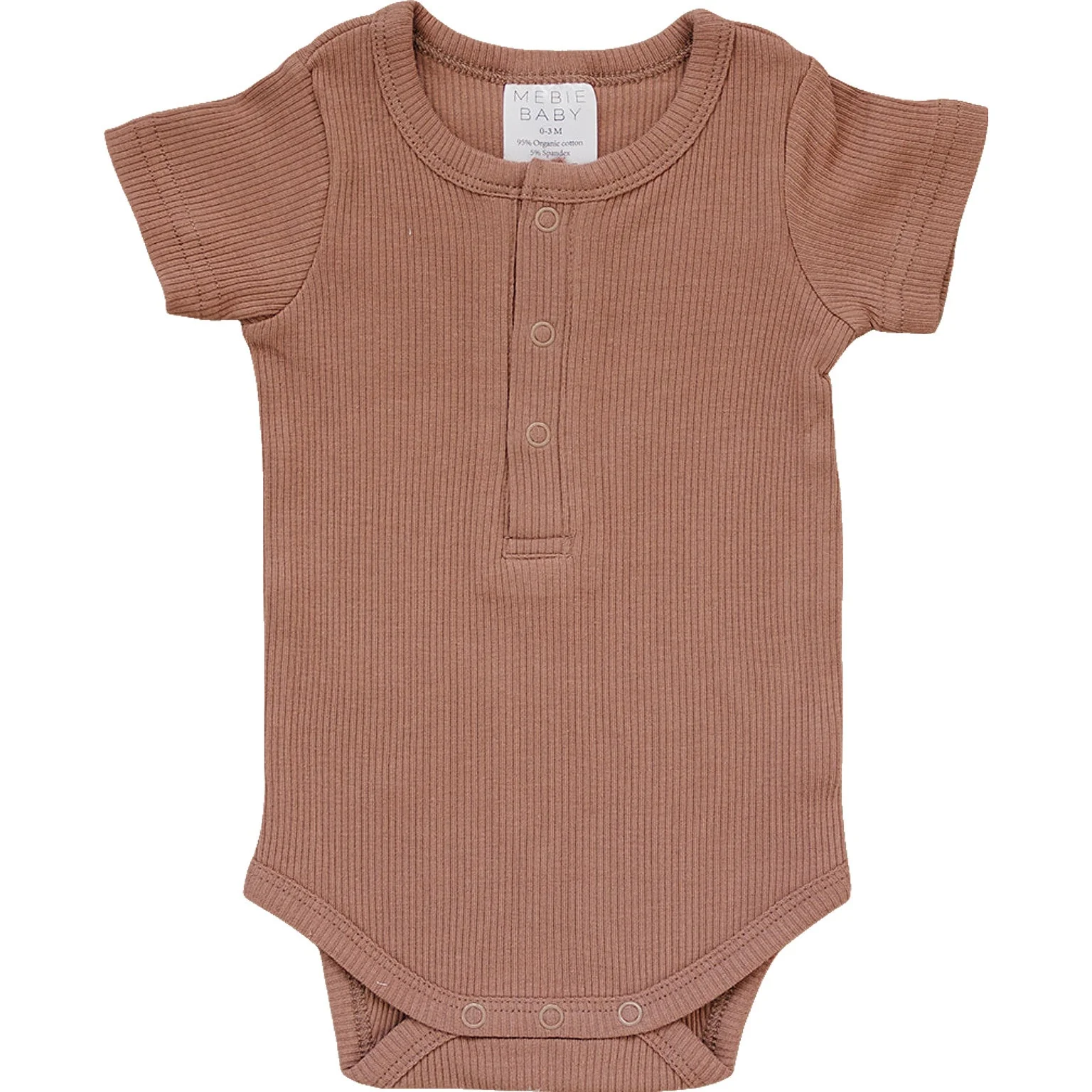 Dusty Rose Organic Cotton Ribbed Snap Bodysuit - Image 3