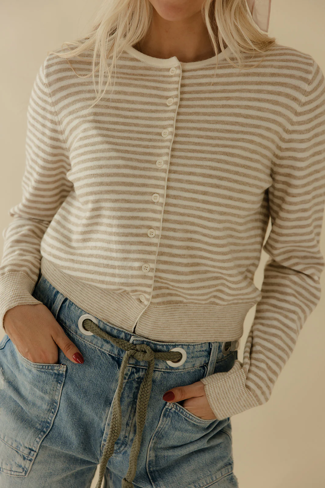Everyday Neutral Stripe Cardigan - Image 2