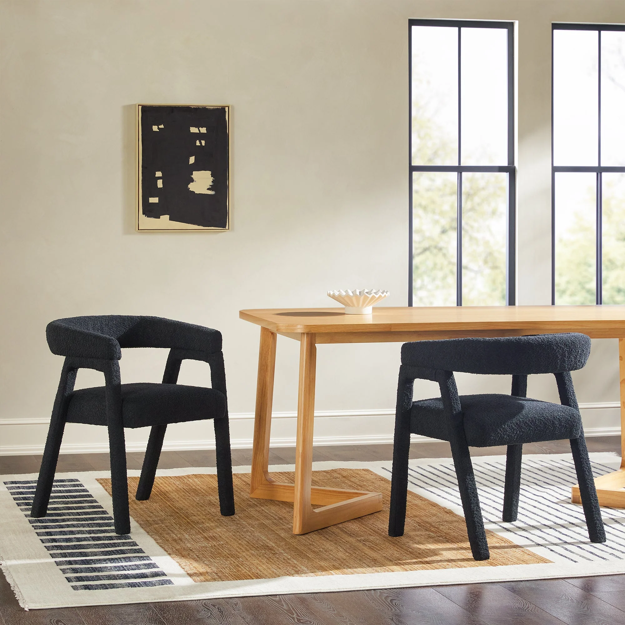Ezra Modern Boucle Rounded Back Dining Chair (Set of 2) - Image 2