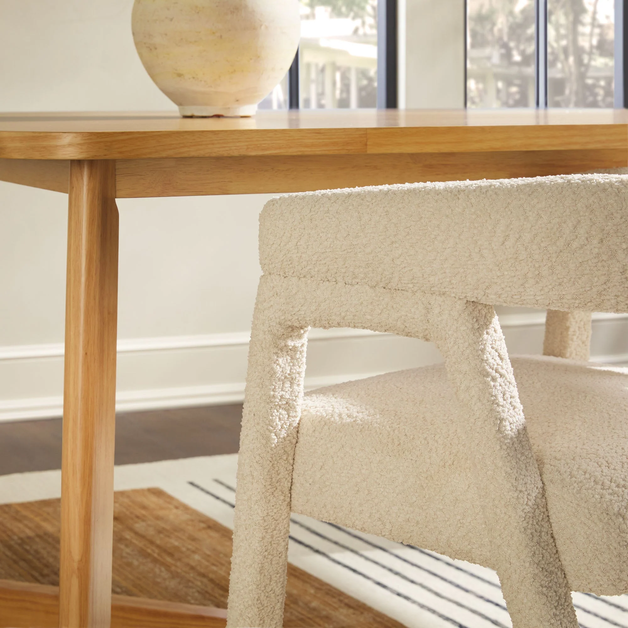 Ezra Modern Boucle Rounded Back Dining Chair (Set of 2) - Image 6