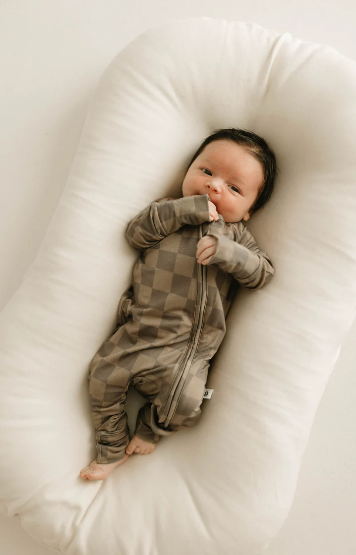Faded Brown Checkerboard | Bamboo Zip Pajamas - Image 3