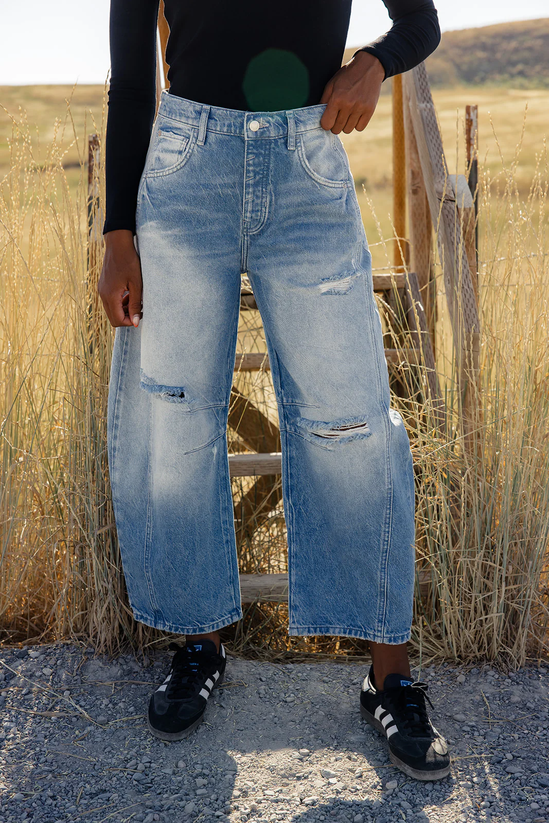 Free People Good Luck Mid Rise Barrel Jeans - Image 34