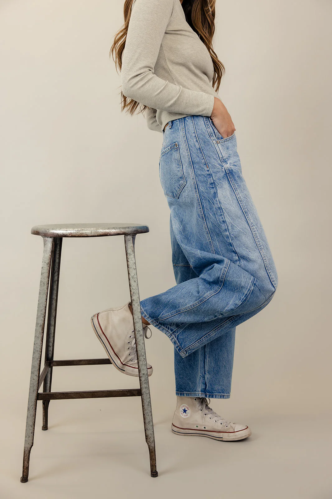 Free People Good Luck Mid Rise Barrel Jeans - Image 45
