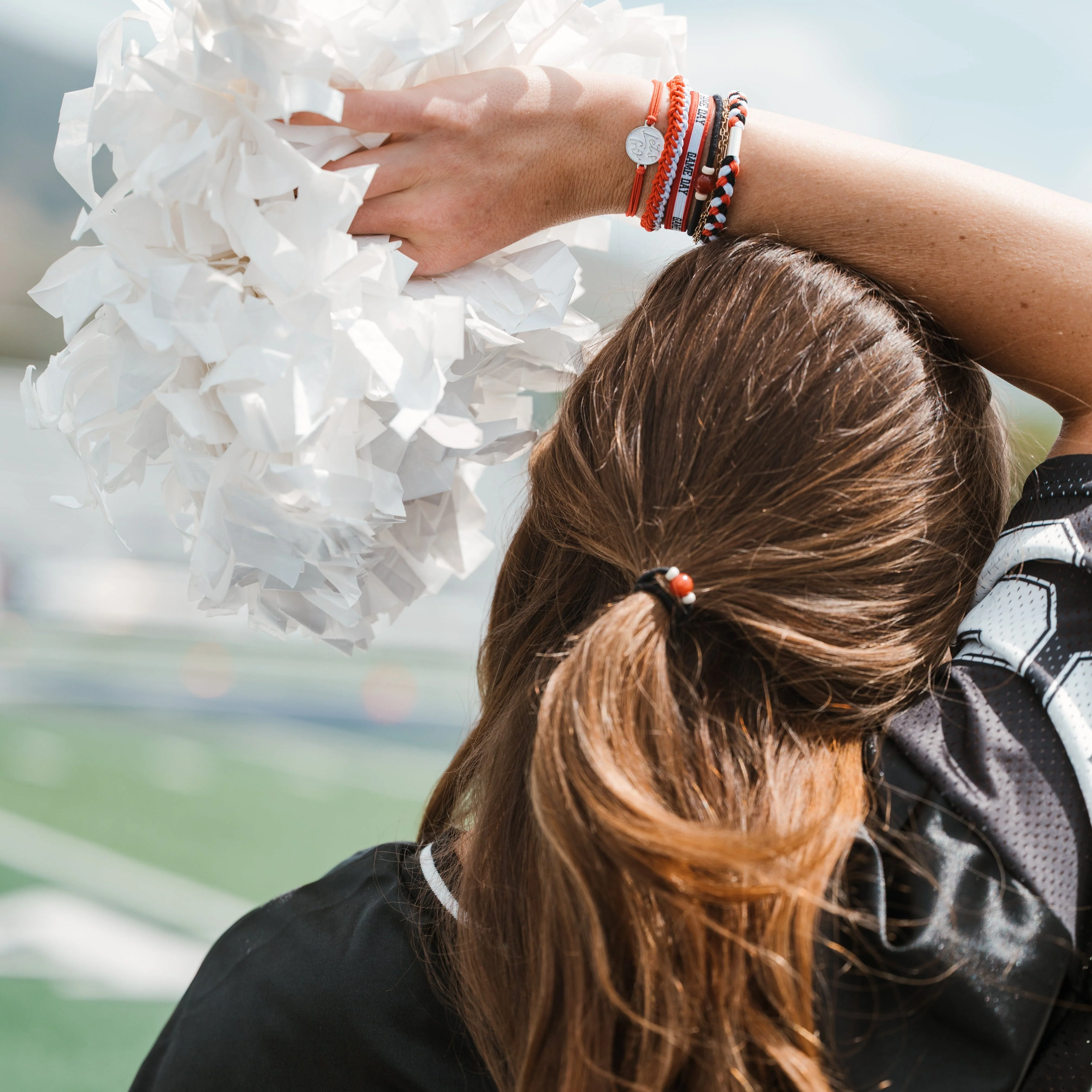 Game Day Red White Black- Hair Tie Bracelet - Image 2