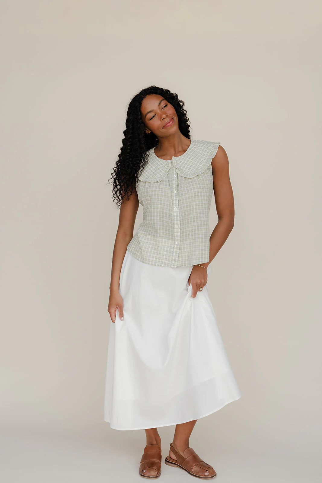 Gingham Charm Collared Tank - Image 6