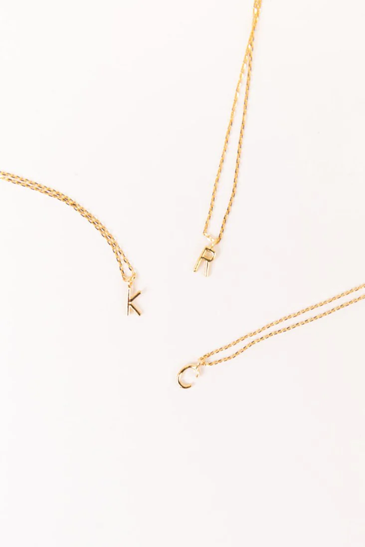 Gold Mini Letter Initial Necklace - Image 4