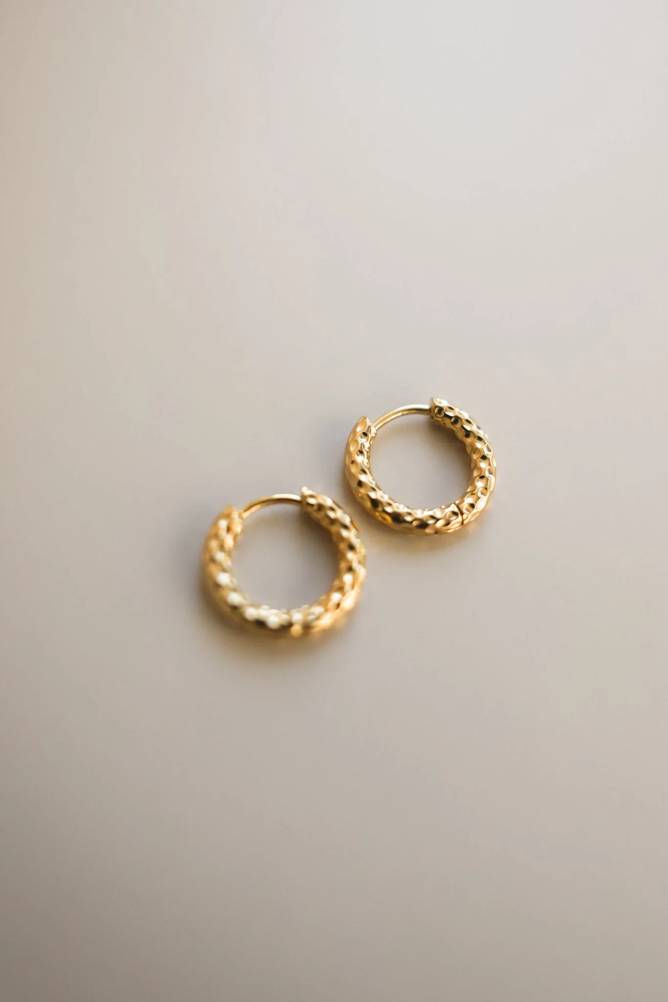Gold Textured Hoops - Image 3