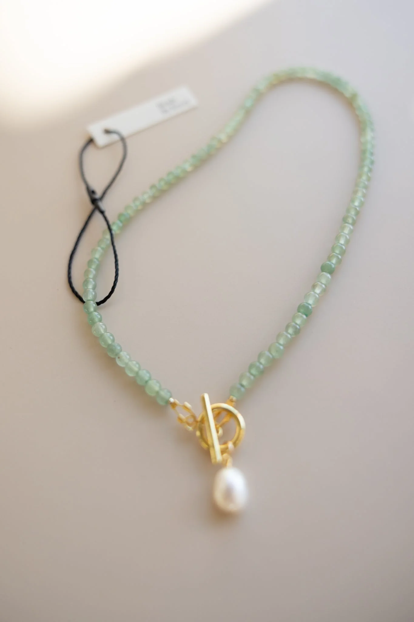 Green Aventurine Necklace + Pearl Pendant - Image 4