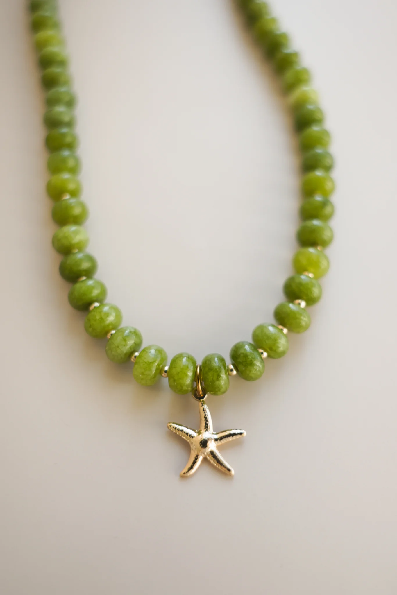 Green Jade Necklace + Starfish Pendant - Image 10