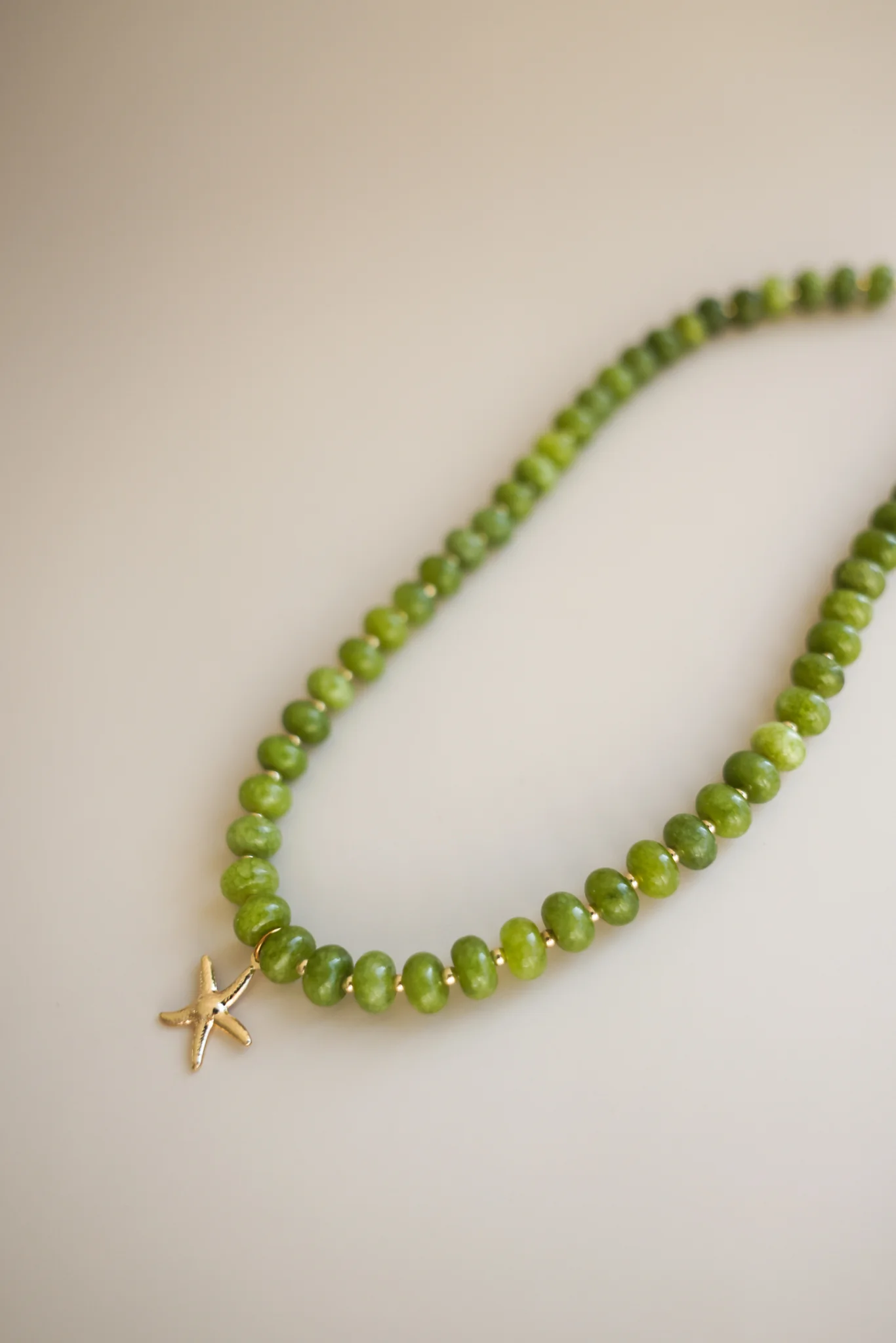 Green Jade Necklace + Starfish Pendant - Image 11