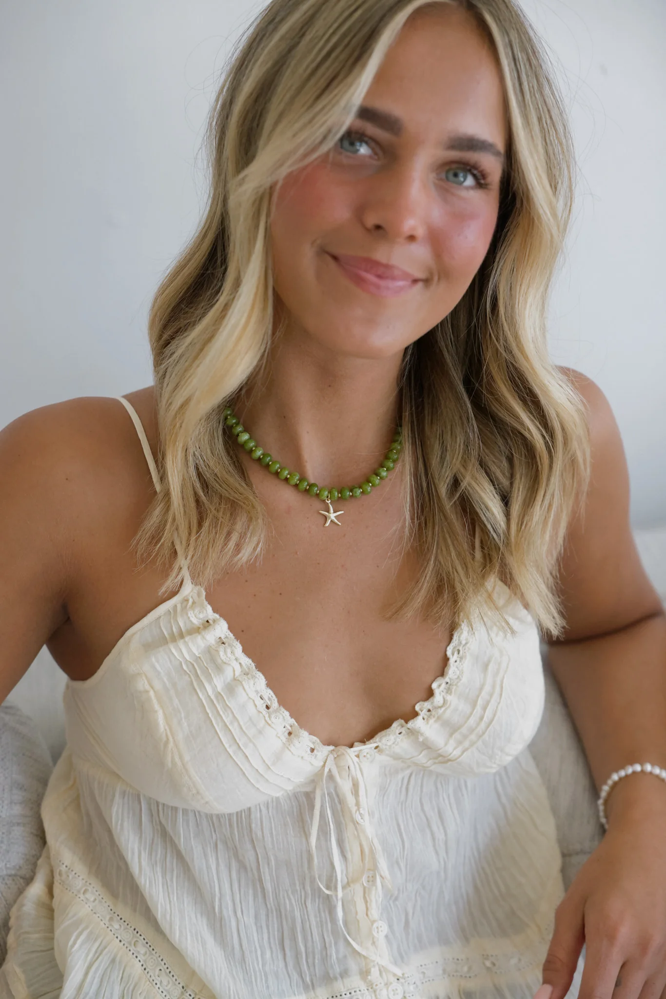 Green Jade Necklace + Starfish Pendant - Image 7
