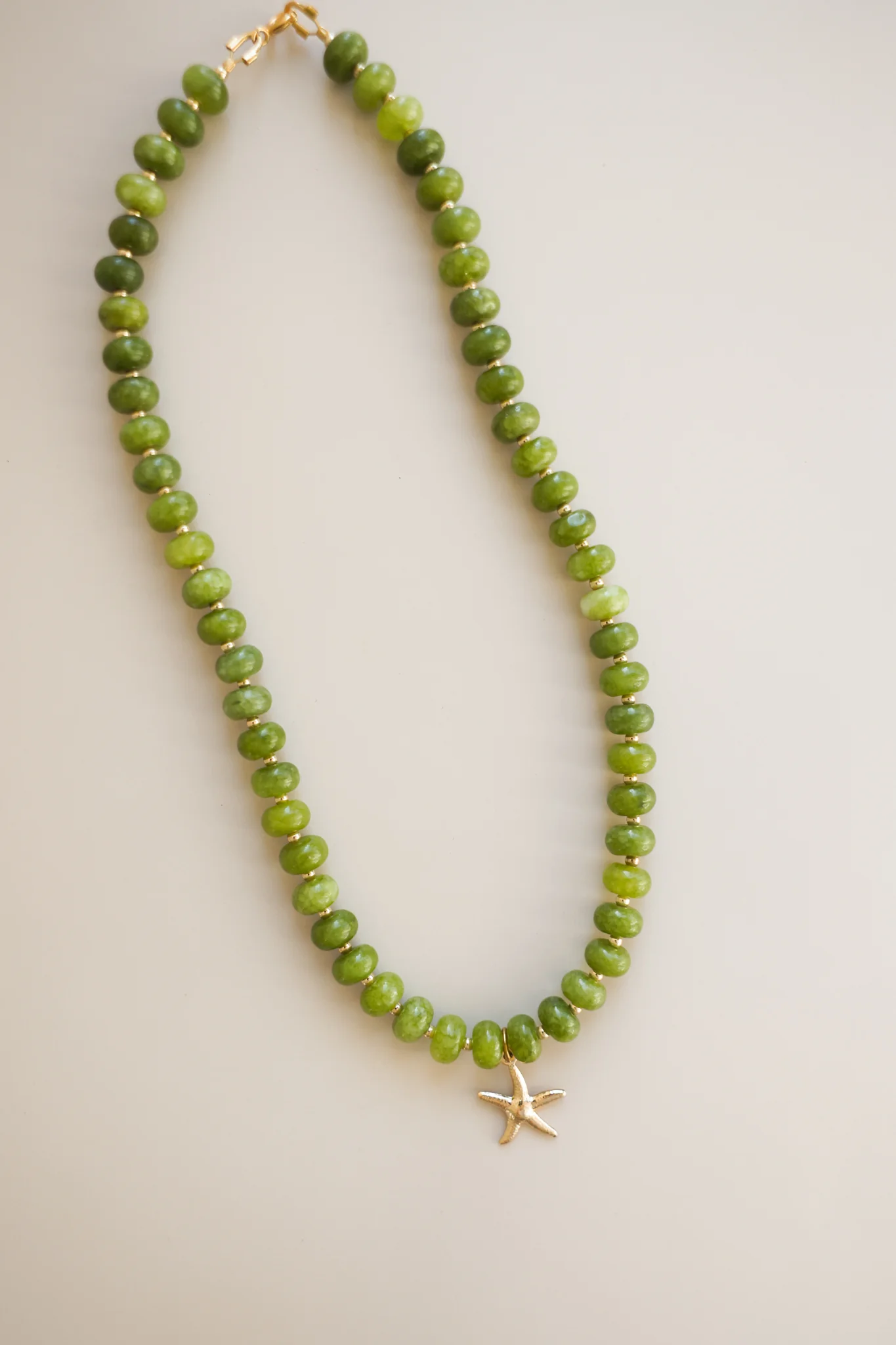 Green Jade Necklace + Starfish Pendant - Image 8