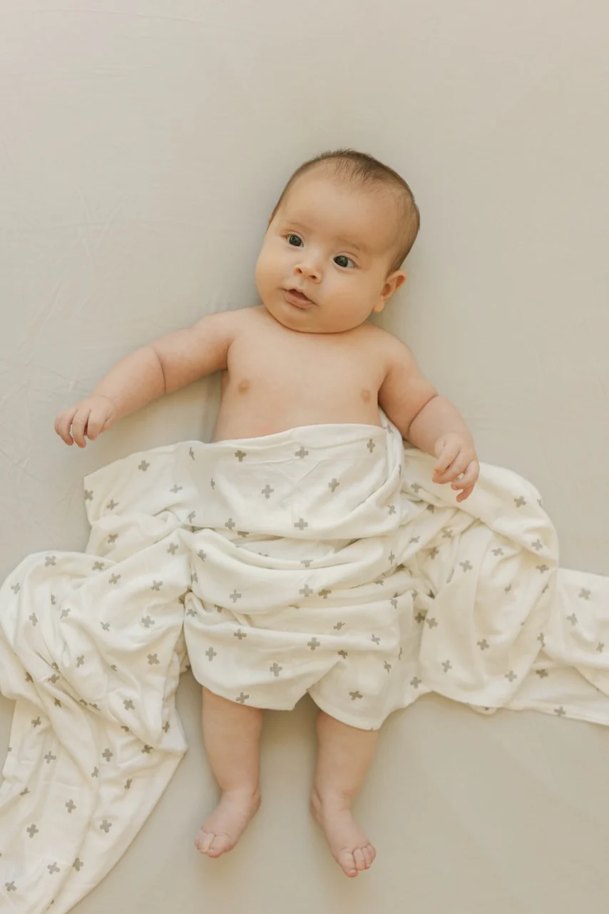 Grey Cross Stretch Knit Swaddle Blanket