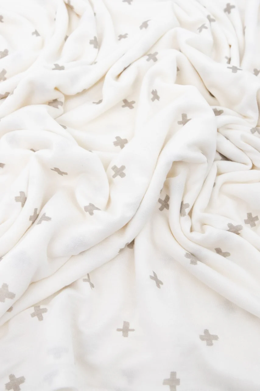 Grey Cross Stretch Knit Swaddle Blanket - Image 3