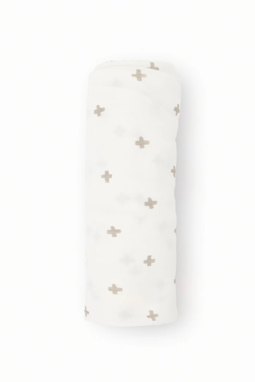 Grey Cross Stretch Knit Swaddle Blanket - Image 5