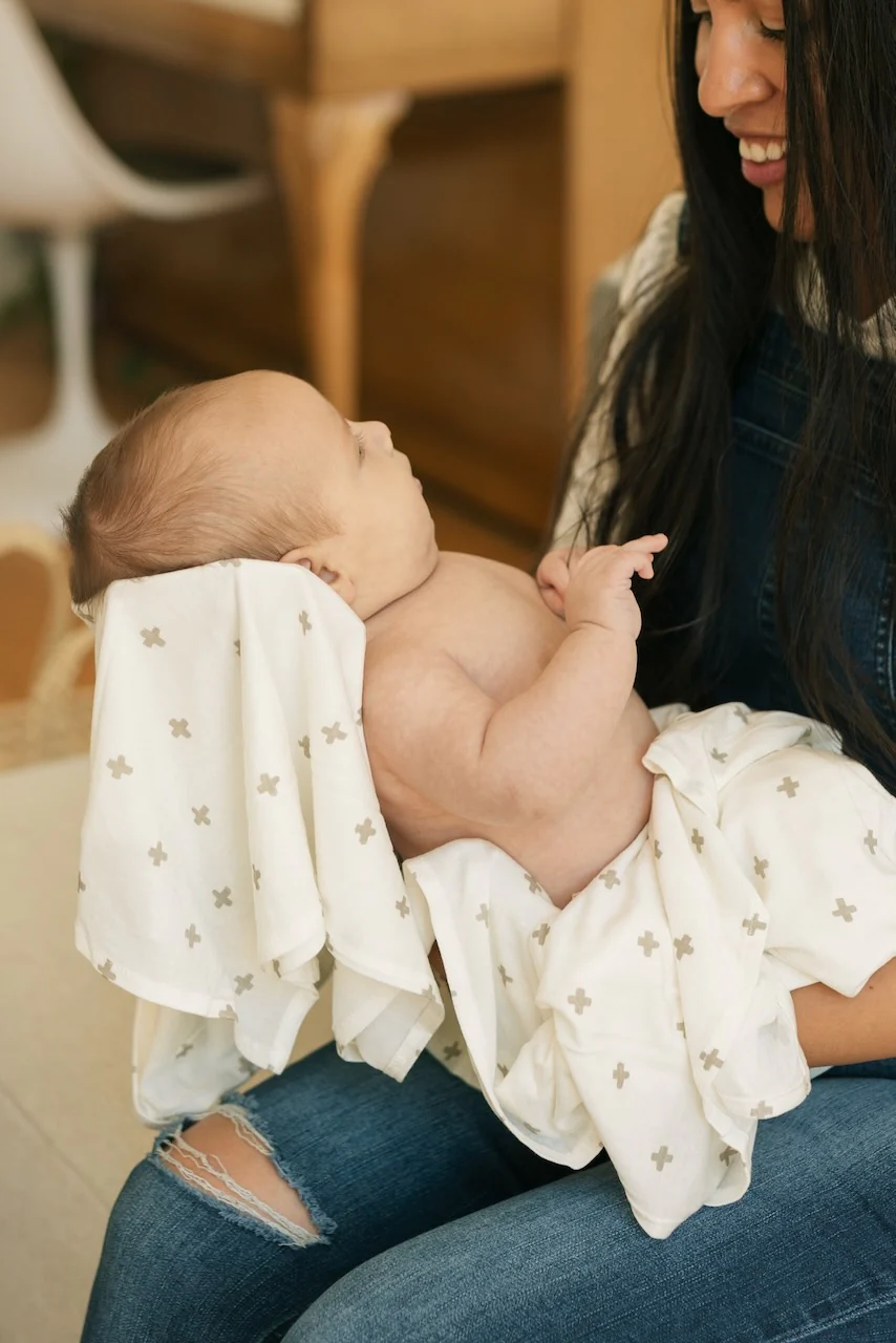 Grey Cross Stretch Knit Swaddle Blanket - Image 7