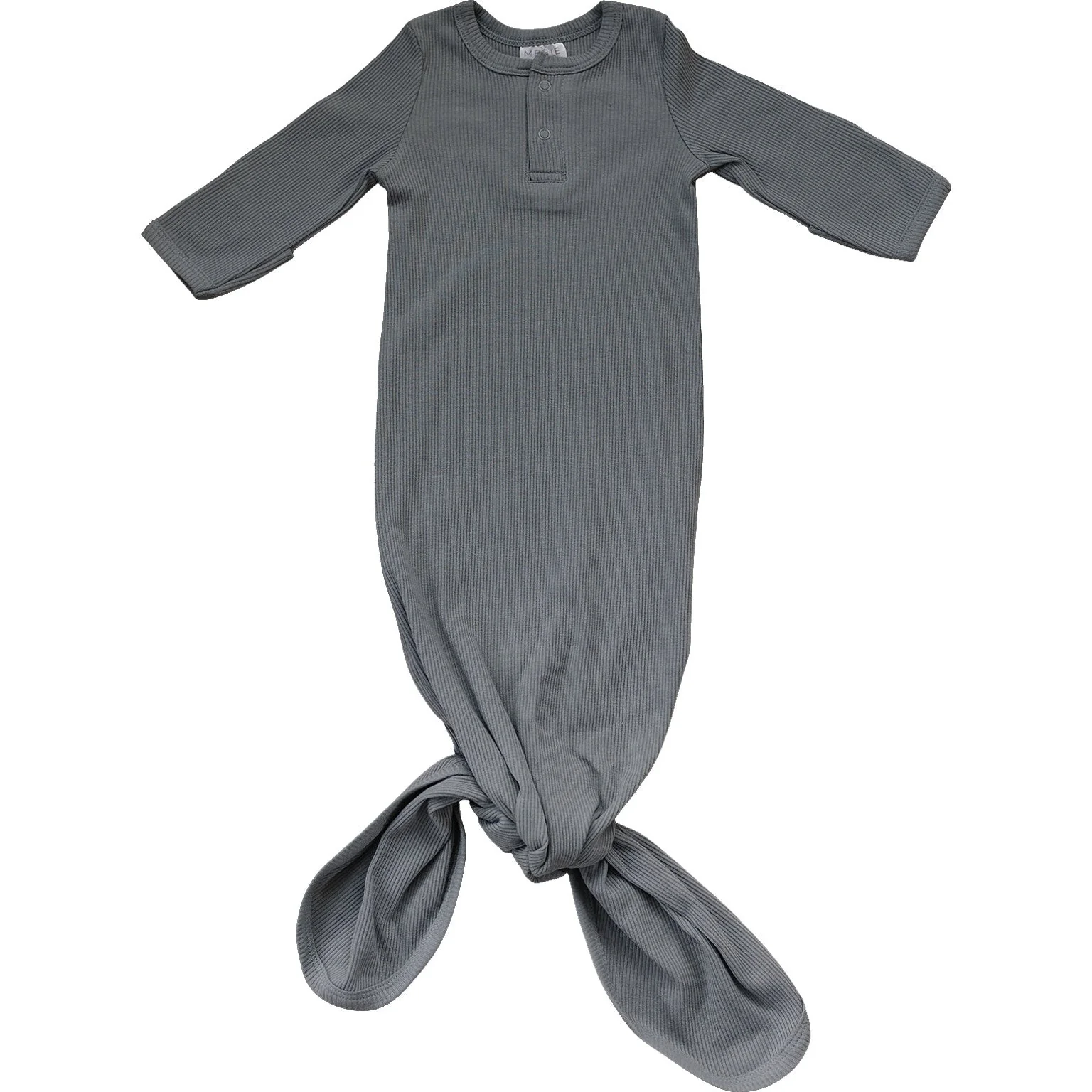 Grey Organic Cotton Ribbed Knot Gown - Image 5