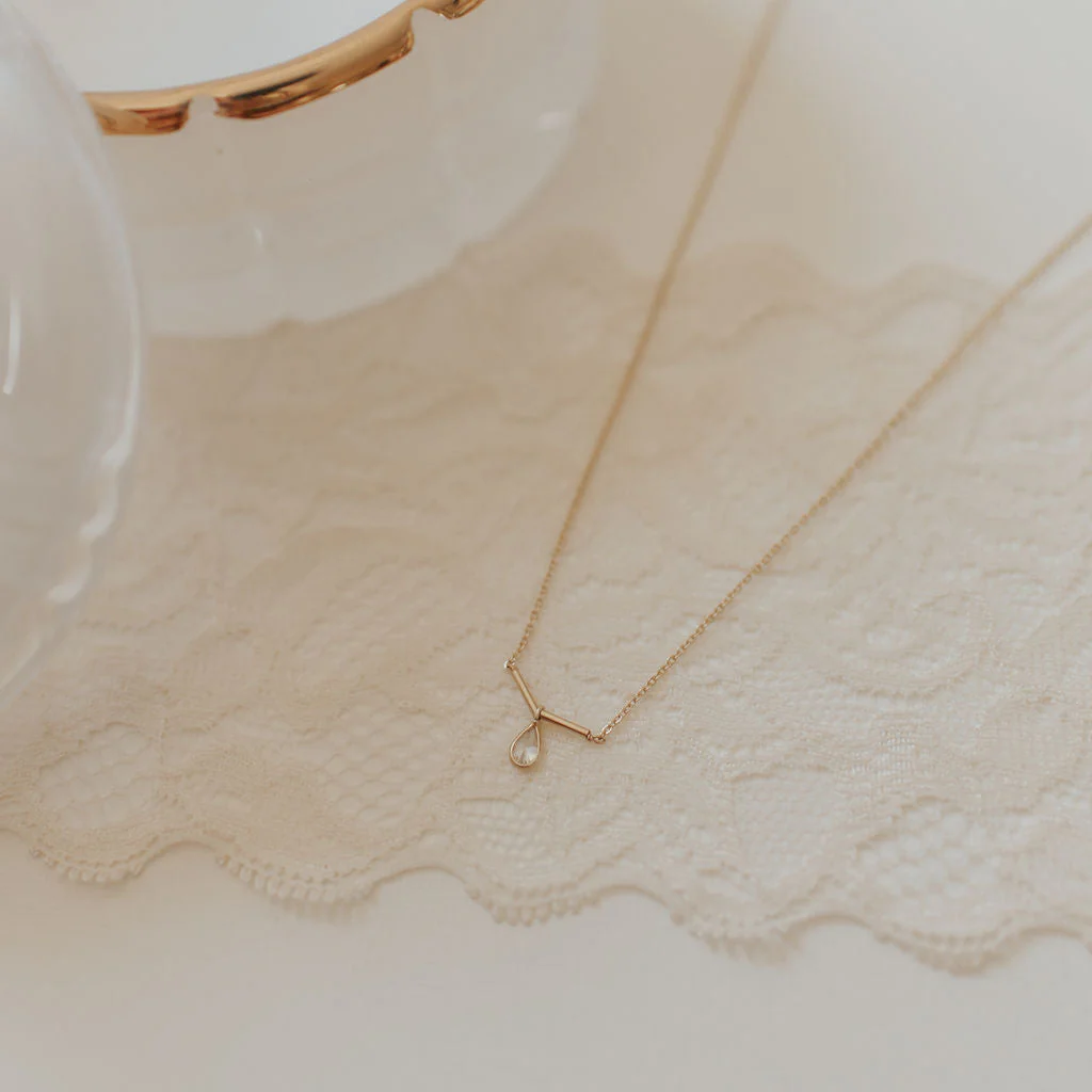 Harper Diamond Teardrop Necklace - Image 2