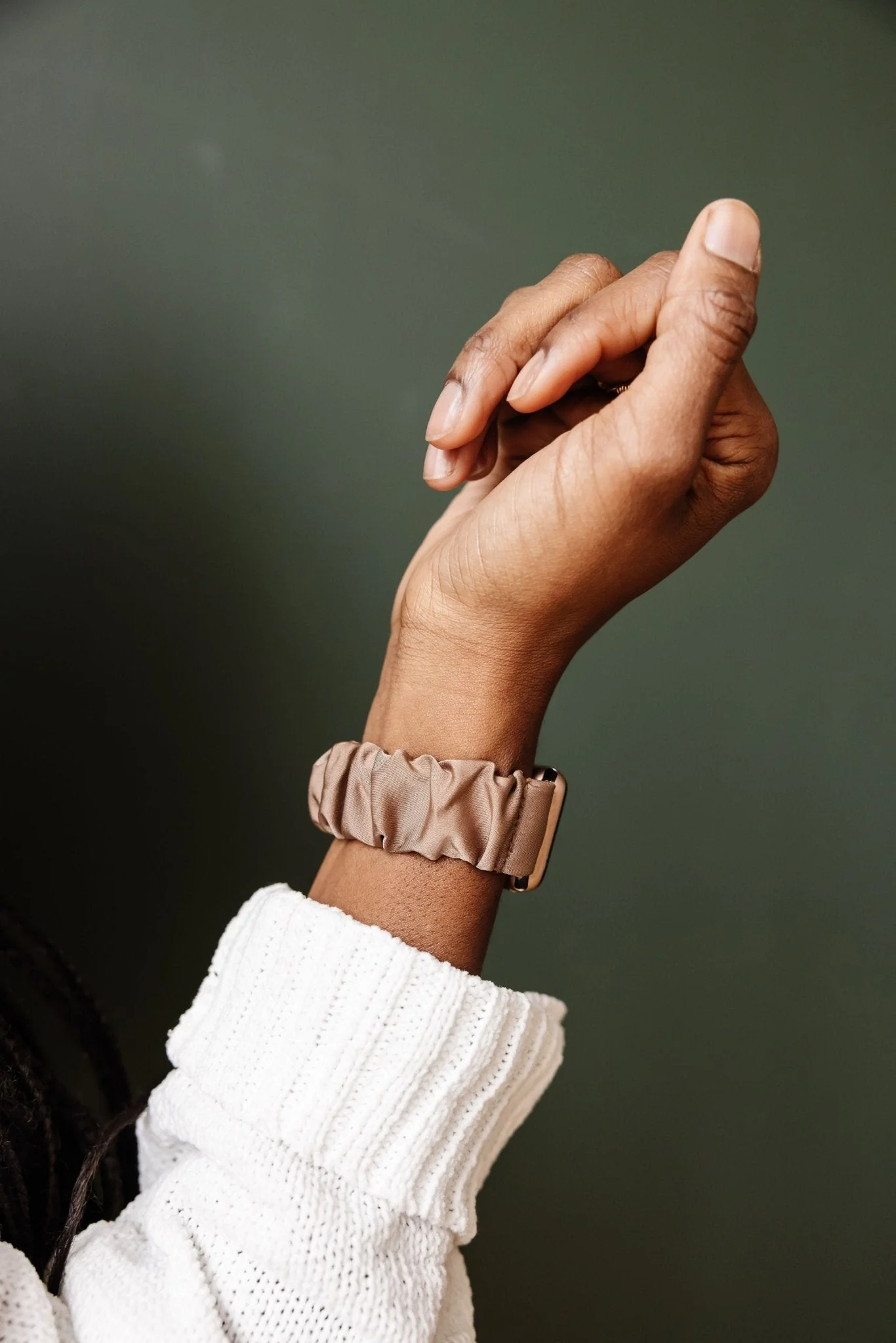 Hazelnut Luxe Scrunchie Band Compatible with Apple Watch - Image 4