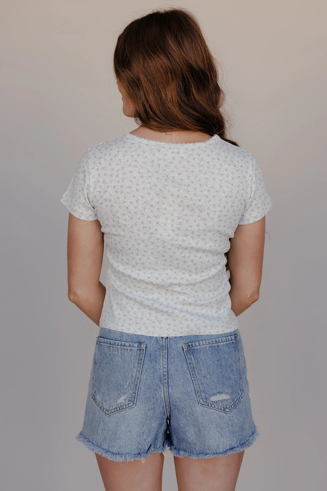 Heather Bloom Pointelle Short Sleeve Tee - Image 4