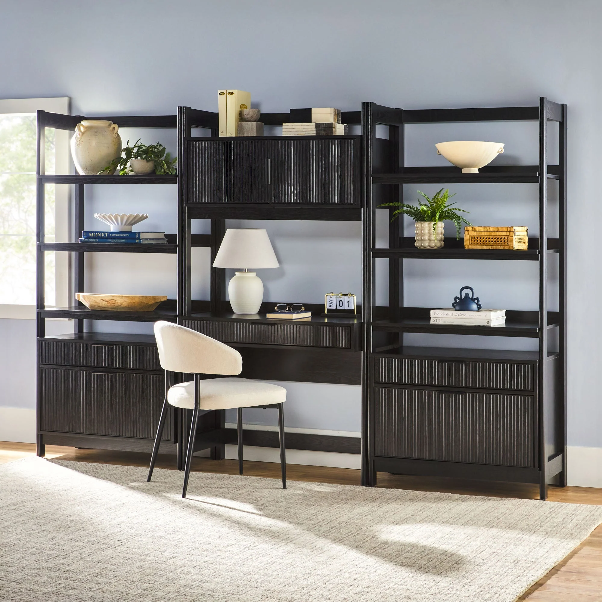 Holmes Modern Scandinavian Reeded Wide Bookshelf - Image 14