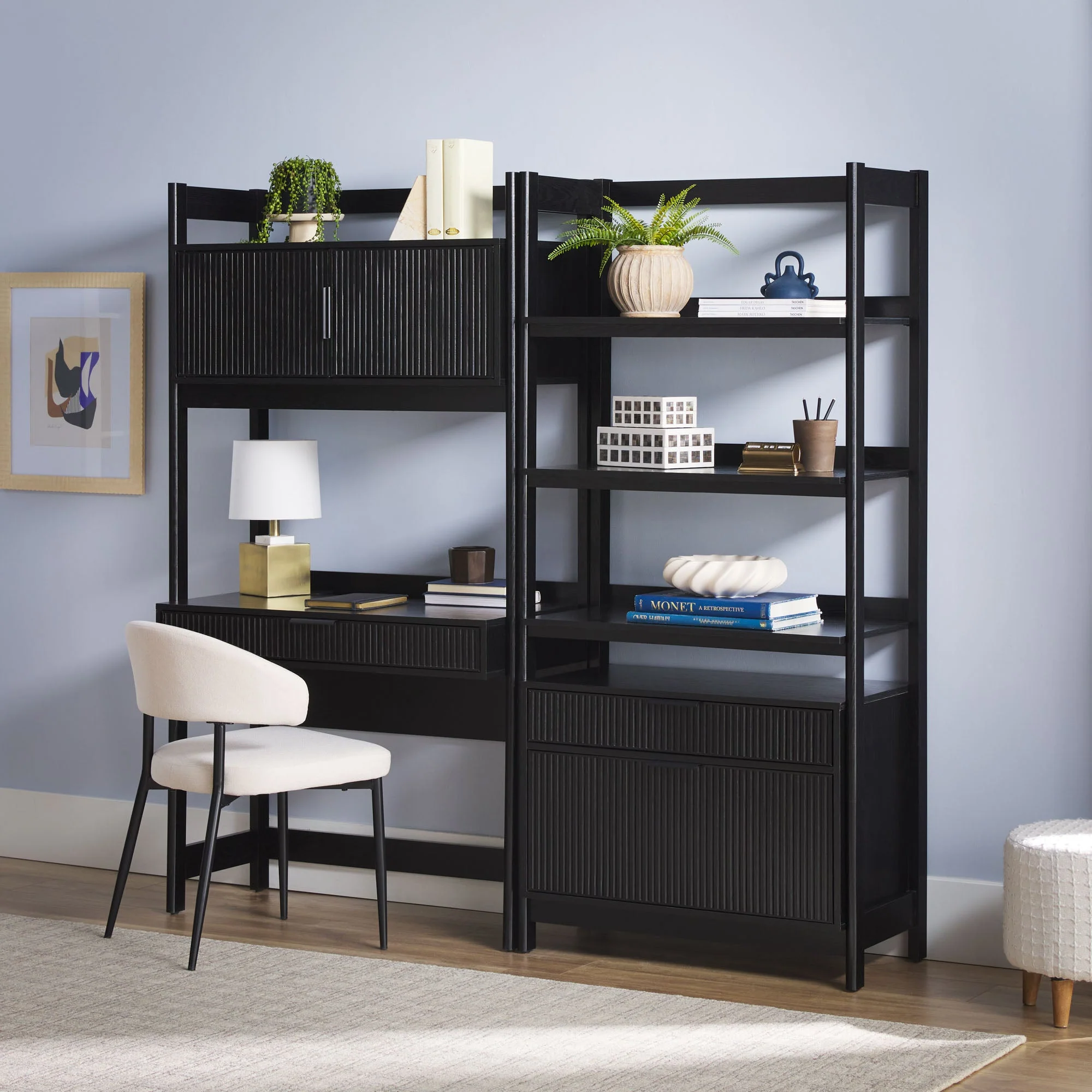 Holmes Modern Scandinavian Reeded Wide Bookshelf - Image 16